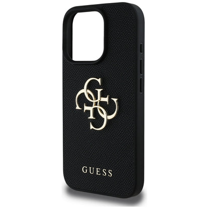 Custodia per Apple iPhone 16 Pro Max, Guess, Grained Big 4G Logo Small Classic Logo, Nera