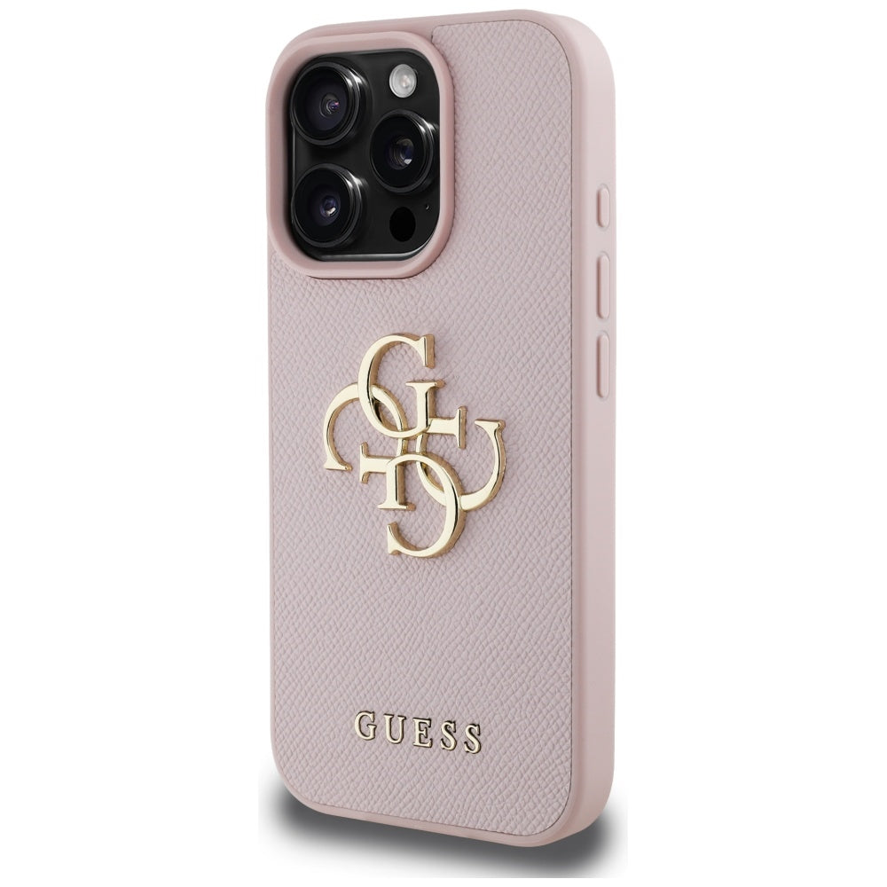 Custodia per Apple iPhone 16 Pro Max, Guess, Grained Big 4G Logo Small Classic Logo, Rosa