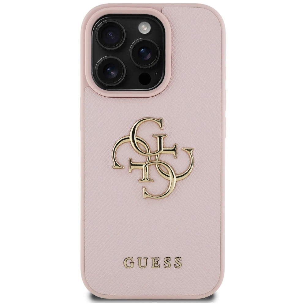 Custodia per Apple iPhone 16 Pro Max, Guess, Grained Big 4G Logo Small Classic Logo, Rosa