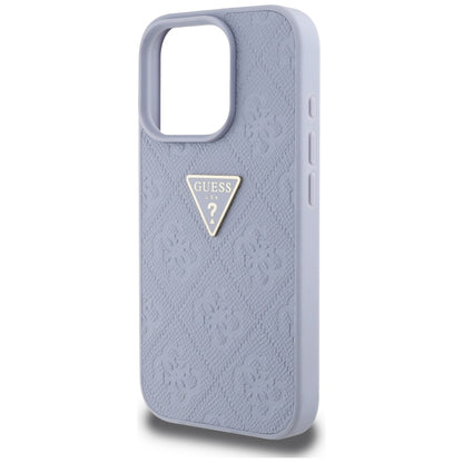 Custodia per Apple iPhone 16 Pro Max, Guess, Hot Stamp 4G Pattern Triangle Logo, Lilla Chiaro.