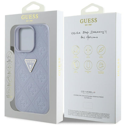 Custodia per Apple iPhone 16 Pro Max, Guess, Hot Stamp 4G Pattern Triangle Logo, Lilla Chiaro.