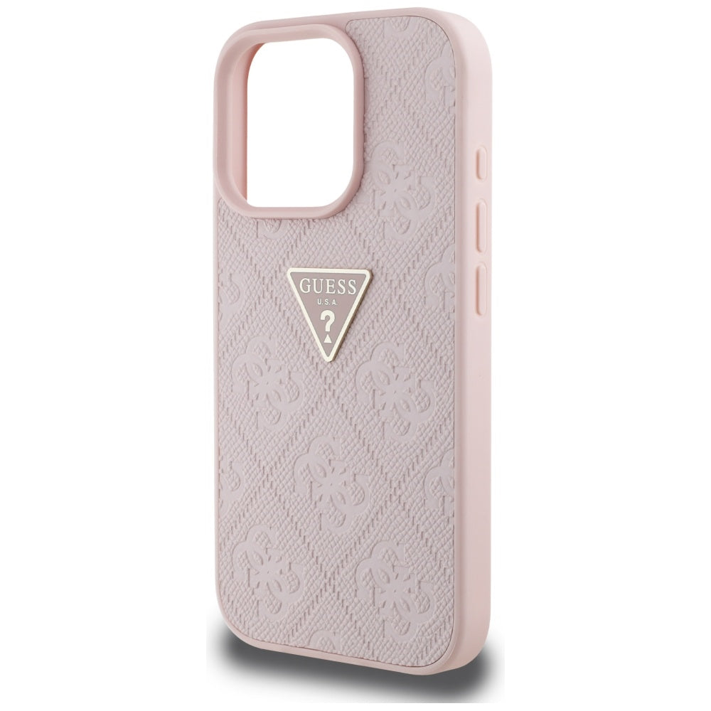 Custodia per Apple iPhone 16 Pro Max, Guess, Hot Stamp 4G Pattern Triangle Logo, Rosa