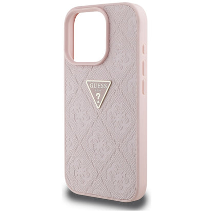 Custodia per Apple iPhone 16 Pro Max, Guess, Hot Stamp 4G Pattern Triangle Logo, Rosa