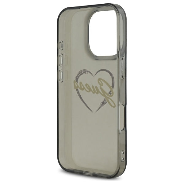 Case for Apple iPhone 16 Pro Max, Guess, IML Heart, Black