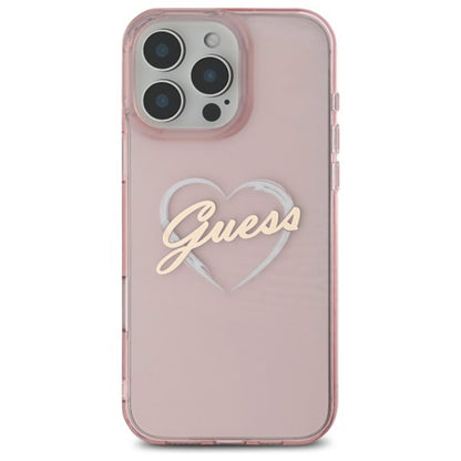 Custodia per Apple iPhone 16 Pro Max, Guess, IML Heart, Rosa