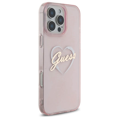 Custodia per Apple iPhone 16 Pro Max, Guess, IML Heart, Rosa