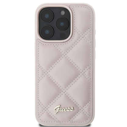 Custodia per Apple iPhone 16 Pro Max, Guess, Quilted Metal Logo, Rosa