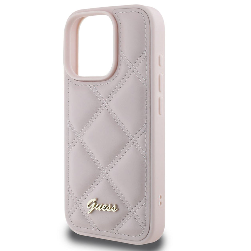 Custodia per Apple iPhone 16 Pro Max, Guess, Quilted Metal Logo, Rosa