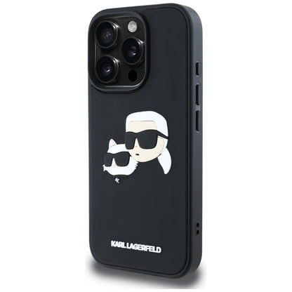 Custodia per Apple iPhone 16 Pro Max, Karl Lagerfeld, 3D Rubber Karl & Choupette, Nera
