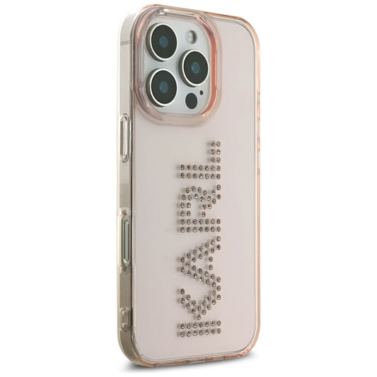 Custodia per Apple iPhone 16 Pro Max, Karl Lagerfeld, IML Rhinestones Pink Logo, Rosa