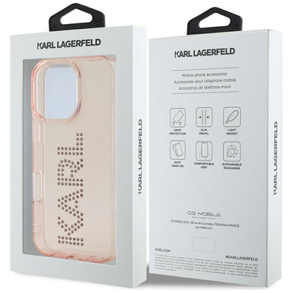 Custodia per Apple iPhone 16 Pro Max, Karl Lagerfeld, IML Rhinestones Pink Logo, Rosa