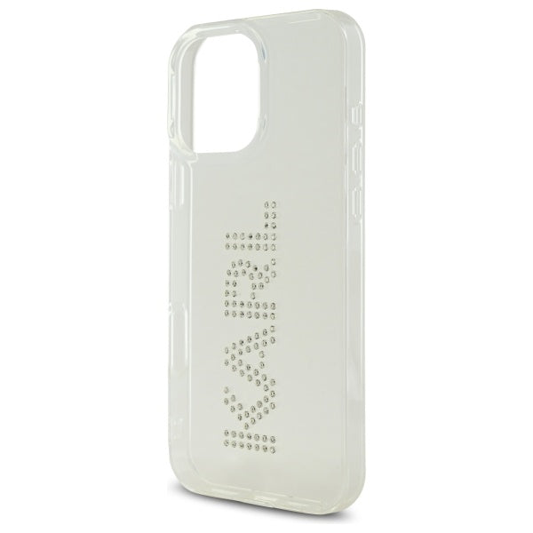 Custodia per Apple iPhone 16 Pro Max, Karl Lagerfeld, IML Rhinestones Transparent Logo, Trasparente