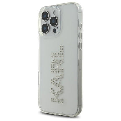 Custodia per Apple iPhone 16 Pro Max, Karl Lagerfeld, IML Rhinestones Transparent Logo, Trasparente