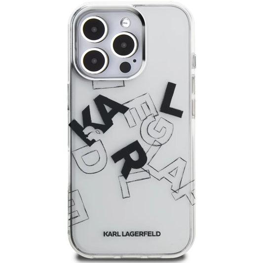 Custodia per Apple iPhone 16 Pro Max, Karl Lagerfeld, IML Sketched Graphic Logo, Trasparente
