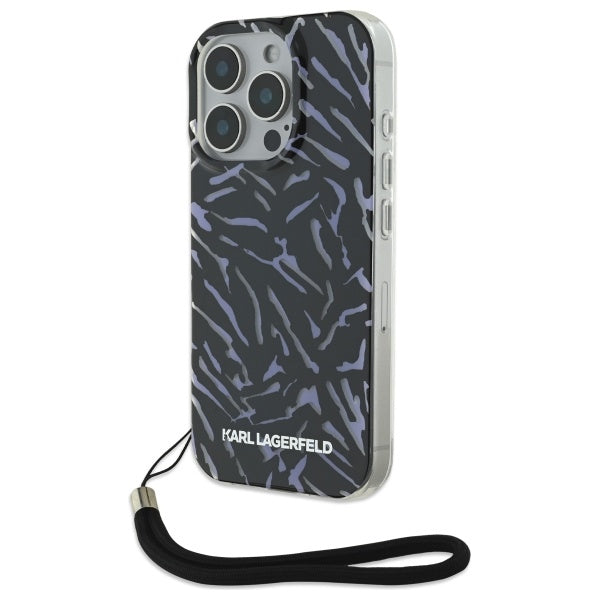 Custodia per Apple iPhone 16 Pro Max, Karl Lagerfeld, Zebra with Cord Strap, Viola