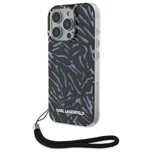 Custodia per Apple iPhone 16 Pro Max, Karl Lagerfeld, Zebra with Cord Strap, Viola