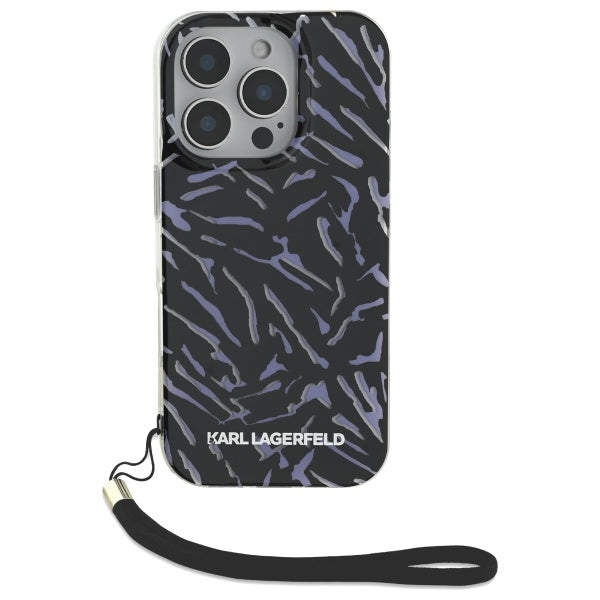 Custodia per Apple iPhone 16 Pro Max, Karl Lagerfeld, Zebra with Cord Strap, Viola