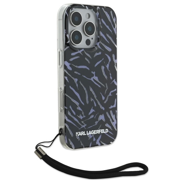 Custodia per Apple iPhone 16 Pro Max, Karl Lagerfeld, Zebra with Cord Strap, Viola