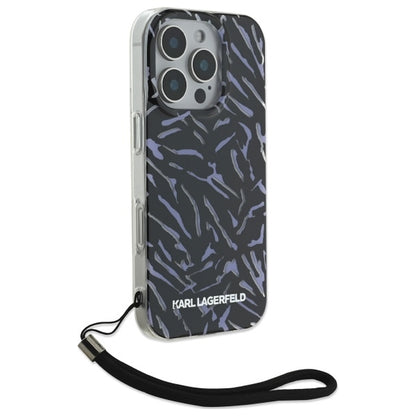 Custodia per Apple iPhone 16 Pro Max, Karl Lagerfeld, Zebra with Cord Strap, Viola