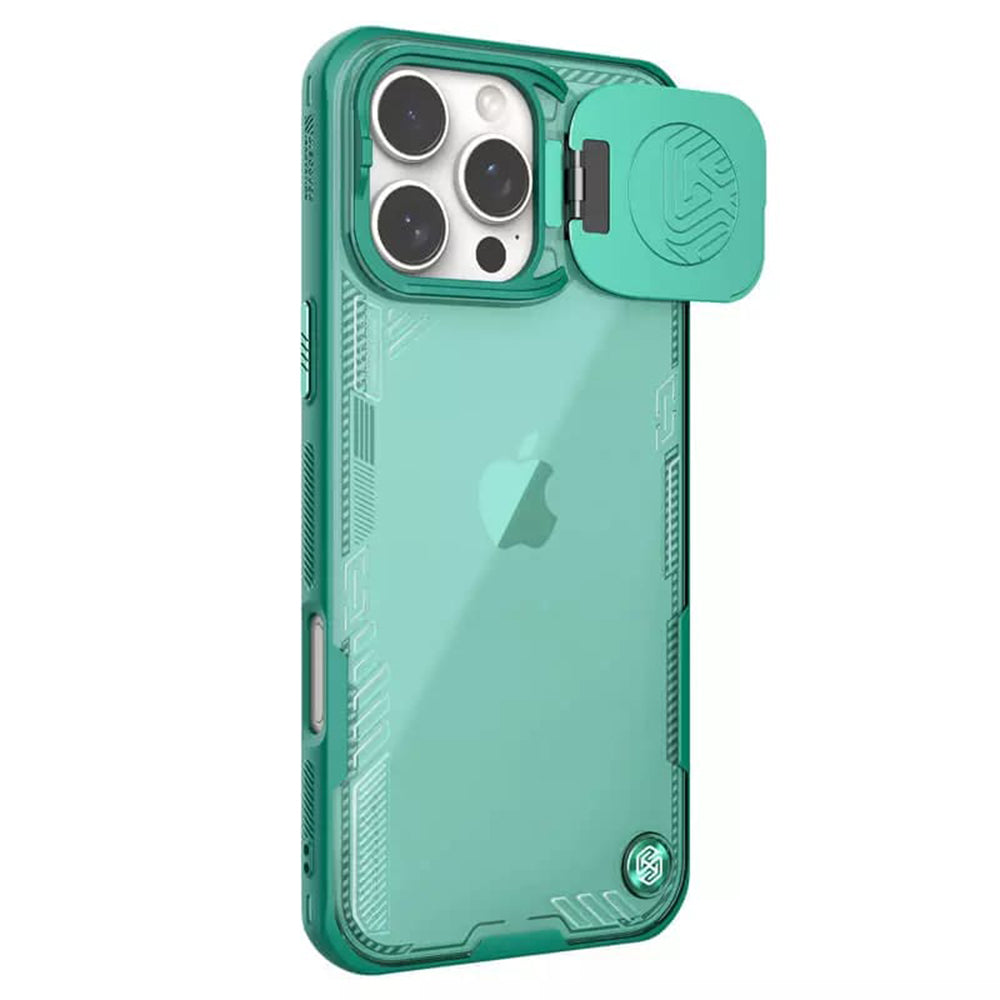 Custodia per Apple iPhone 16 Pro Max, Nillkin, Iceblade Prop (senza ritaglio per fotocamera), Verde