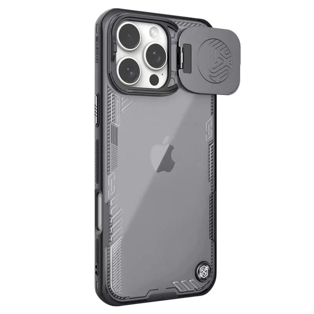 Custodia per Apple iPhone 16 Pro, Nillkin, Iceblade Prop (senza ritaglio per fotocamera), Nera