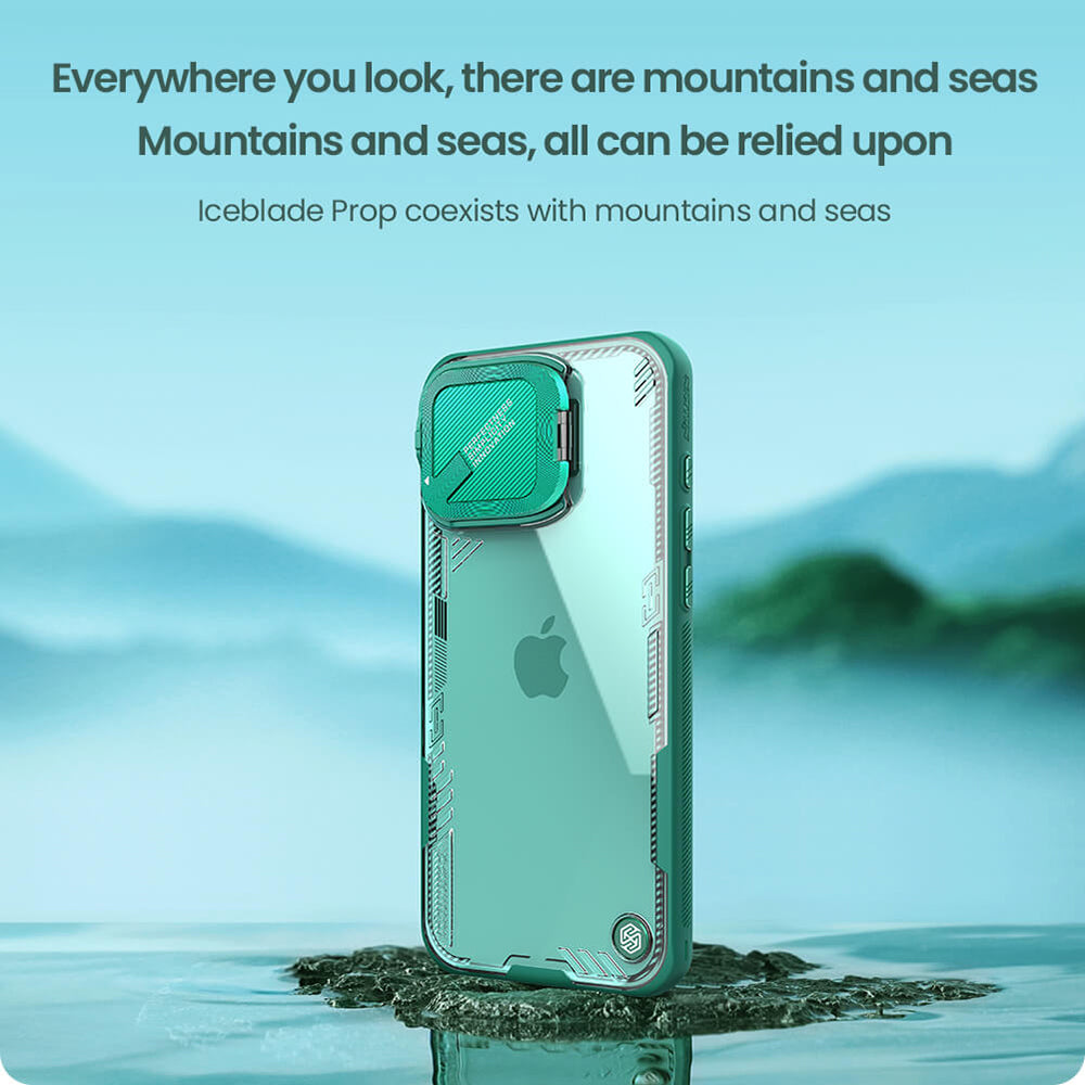 Custodia per Apple iPhone 16 Pro, Nillkin, Iceblade Prop (senza ritaglio per fotocamera), Nera