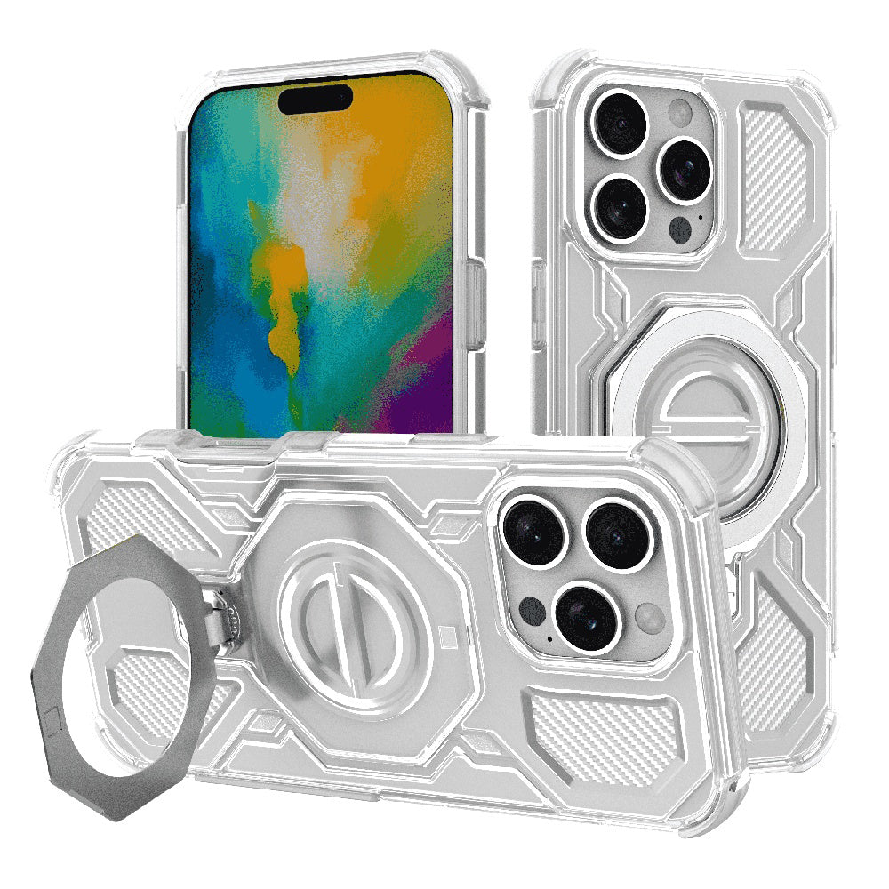 Custodia per Apple iPhone 16 Pro, Techsuit, Carbon Shield Pro, Bianca
