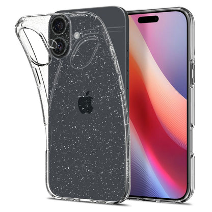 Custodia per Apple iPhone 16, Spigen, Liquid Crystal Glitter, Trasparente ACS08192