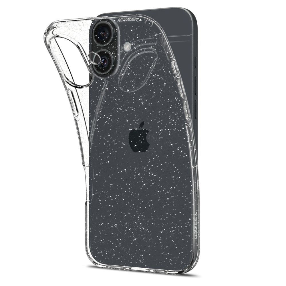 Custodia per Apple iPhone 16, Spigen, Liquid Crystal Glitter, Trasparente ACS08192