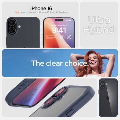 Custodia per Apple iPhone 16, Spigen, Ultra Hybrid, Blu Navy