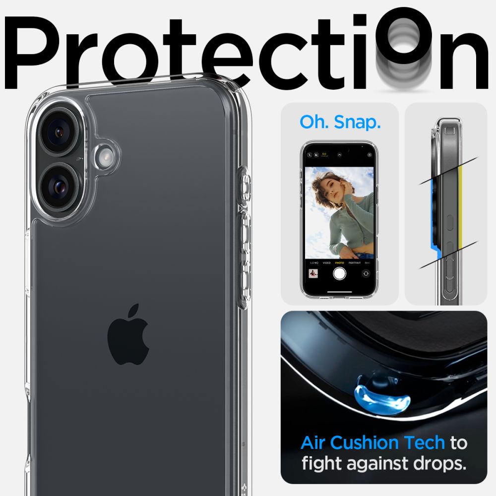 Custodia per Apple iPhone 16, Spigen, Ultra Hybrid, Trasparente