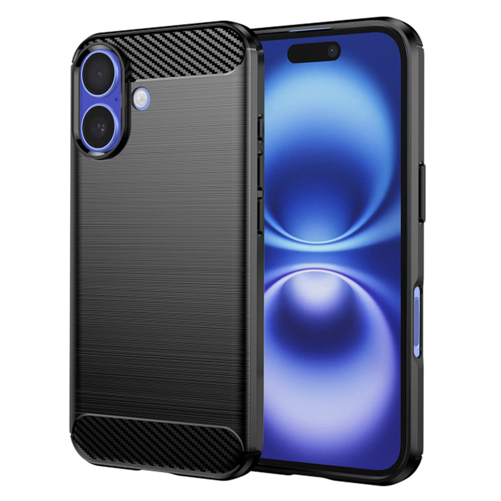 Custodia per Apple iPhone 16, Techsuit, Carbonio, Nera