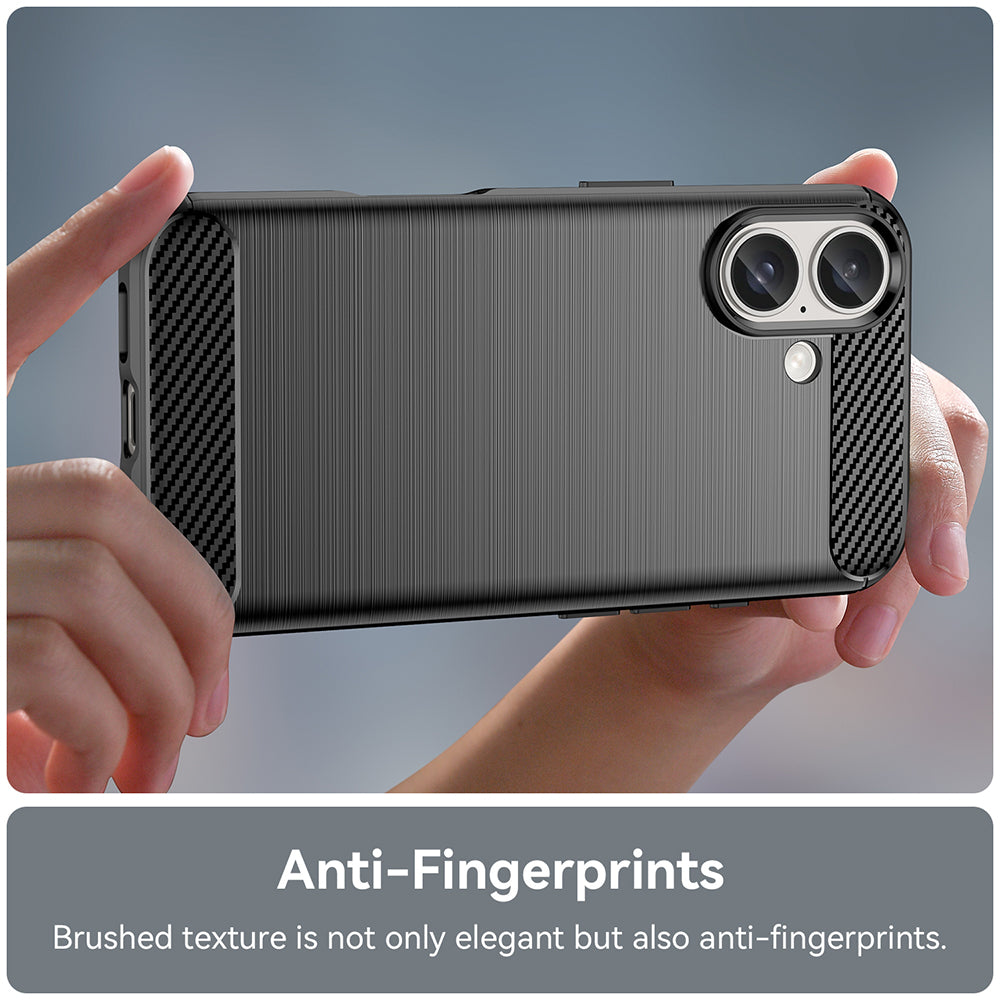 Custodia per Apple iPhone 16, Techsuit, Carbonio, Nera