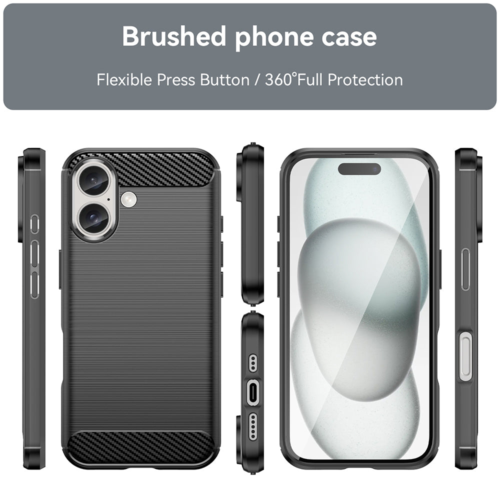 Custodia per Apple iPhone 16, Techsuit, Carbonio, Nera