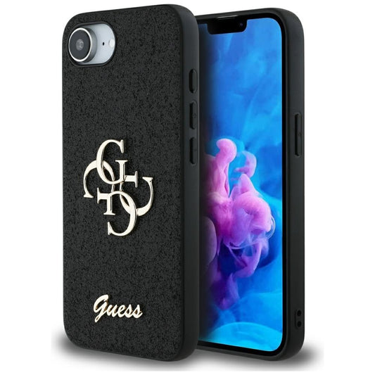 Custodia per Apple iPhone 16e, Guess, Fixed Glitter Big 4G, Nera