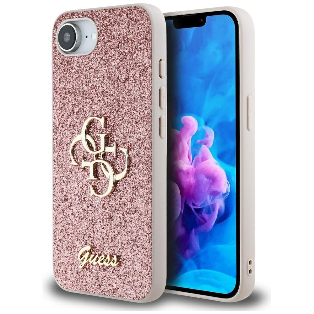 Custodia per Apple iPhone 16e, Guess, Fixed Glitter Big 4G, Rosa