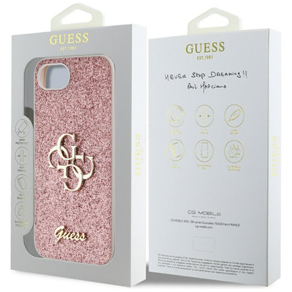 Custodia per Apple iPhone 16e, Guess, Fixed Glitter Big 4G, Rosa