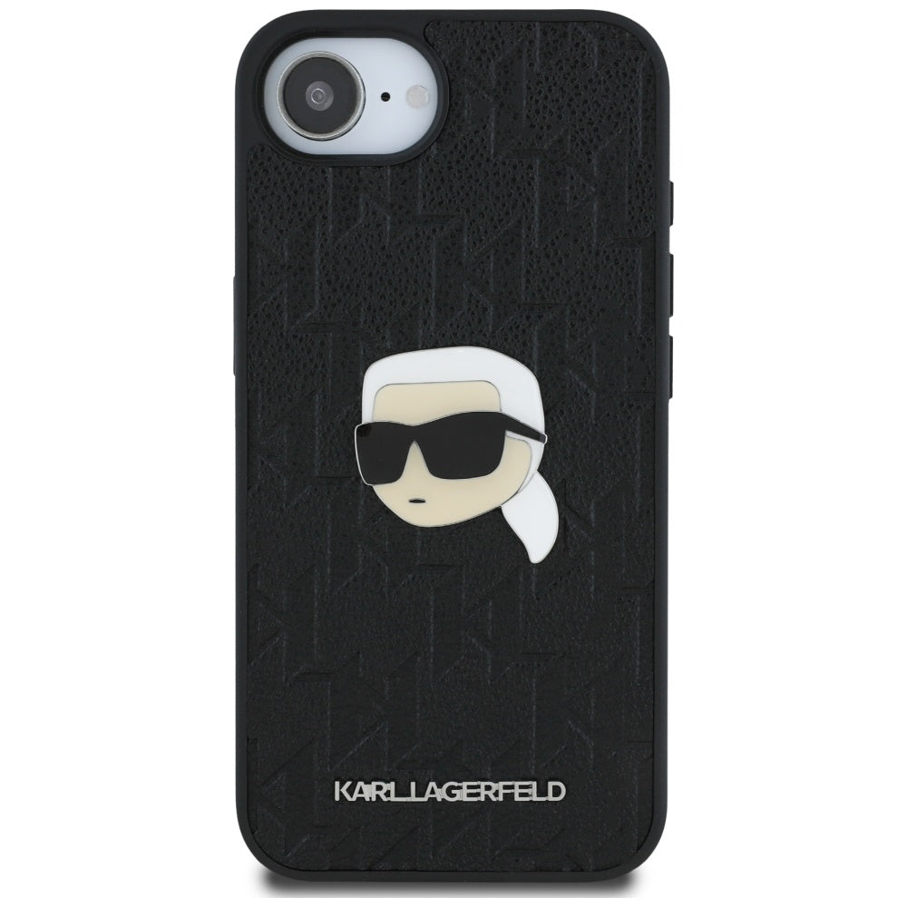 Custodia per Apple iPhone 16e, Karl Lagerfeld, Monogram Karl's Head, Nera