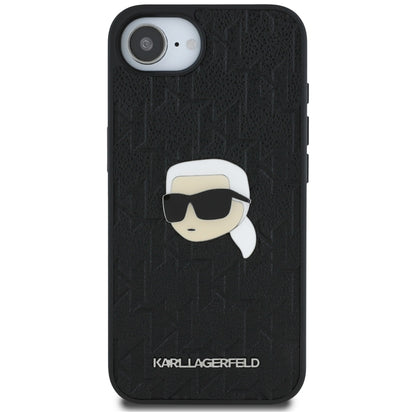 Custodia per Apple iPhone 16e, Karl Lagerfeld, Monogram Karl's Head, Nera