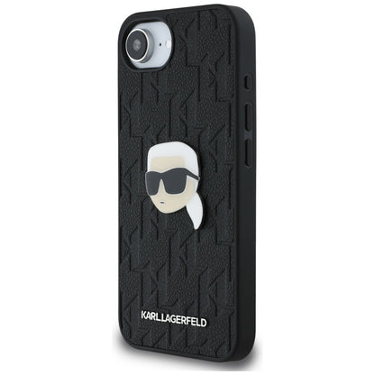 Custodia per Apple iPhone 16e, Karl Lagerfeld, Monogram Karl's Head, Nera