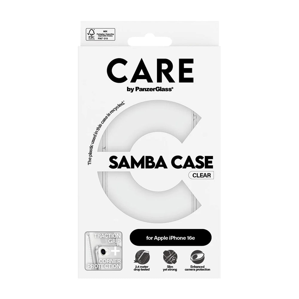 Custodia per Apple iPhone 16e, PanzerGlass, Care Fashionable, Trasparente
