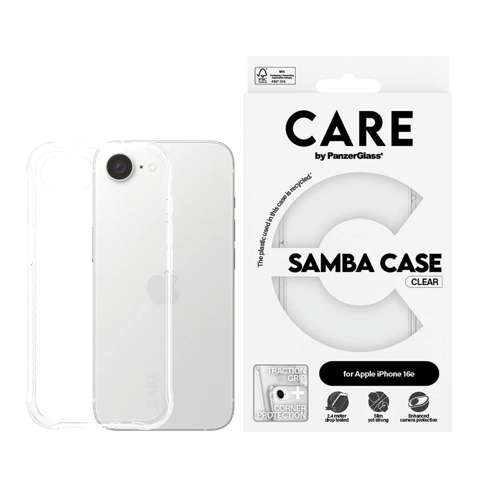 Custodia per Apple iPhone 16e, PanzerGlass, Care Fashionable, Trasparente
