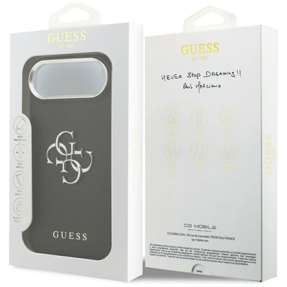 Custodia per Apple iPhone 17 Air, Guess, 4G Grained Big and Classic Logo, Nera Argentata