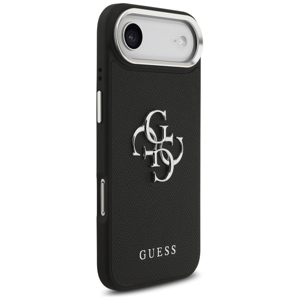 Custodia per Apple iPhone 17 Air, Guess, 4G Grained Big and Classic Logo, Nera Argentata