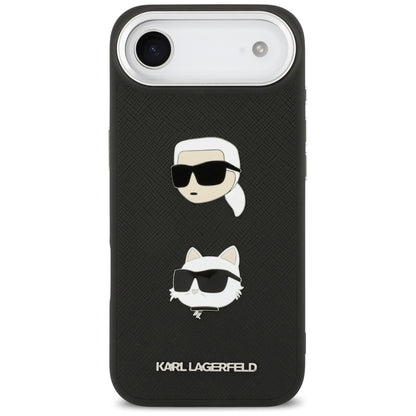 Custodia per Apple iPhone 17 Air, Karl Lagerfeld, Grained Karl & Choupette's Heads Pins and Logo, Nera