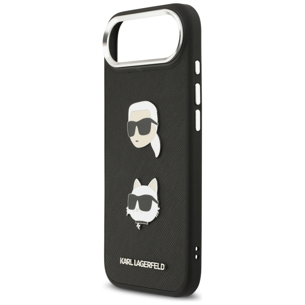Custodia per Apple iPhone 17 Air, Karl Lagerfeld, Grained Karl & Choupette's Heads Pins and Logo, Nera