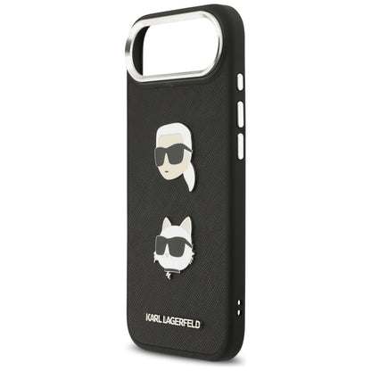 Custodia per Apple iPhone 17 Air, Karl Lagerfeld, Grained Karl & Choupette's Heads Pins and Logo, Nera