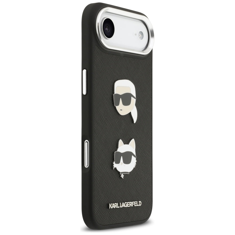 Custodia per Apple iPhone 17 Air, Karl Lagerfeld, Grained Karl & Choupette's Heads Pins and Logo, Nera