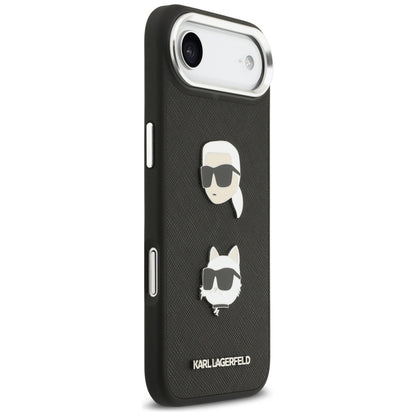 Custodia per Apple iPhone 17 Air, Karl Lagerfeld, Grained Karl & Choupette's Heads Pins and Logo, Nera