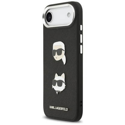 Custodia per Apple iPhone 17 Air, Karl Lagerfeld, Grained Karl & Choupette's Heads Pins and Logo, Nera
